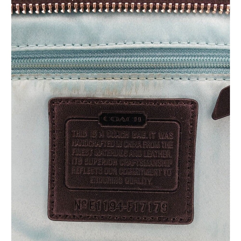 Coach Signature Black & Gray Chelsea Satchel Shoulder Bag Coated Canvas Leather - Picture 8 of 8